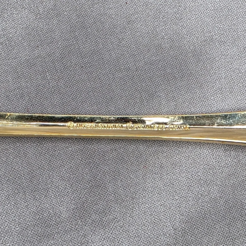 (X8) International Silver INS398 Gold Electroplate Varied Serving Flatware Vtg